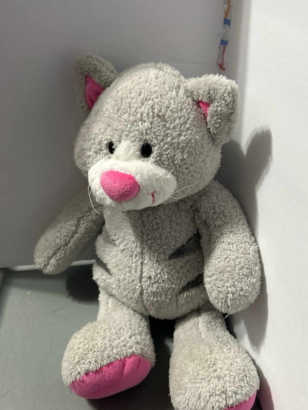 Build-A-Bear Grey and Pink Plush Cat